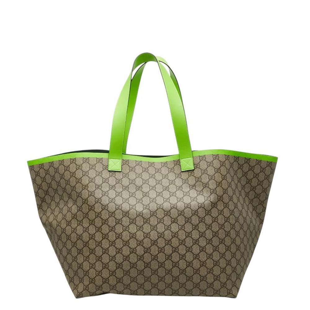Gucci GG Supreme Tortissima Tote Bag Beige Cream Green